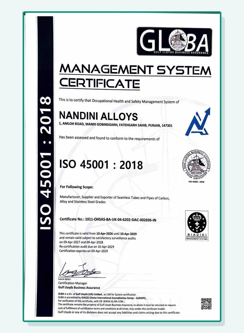 ISO 45001 2018 occupational health and safety certificate preview