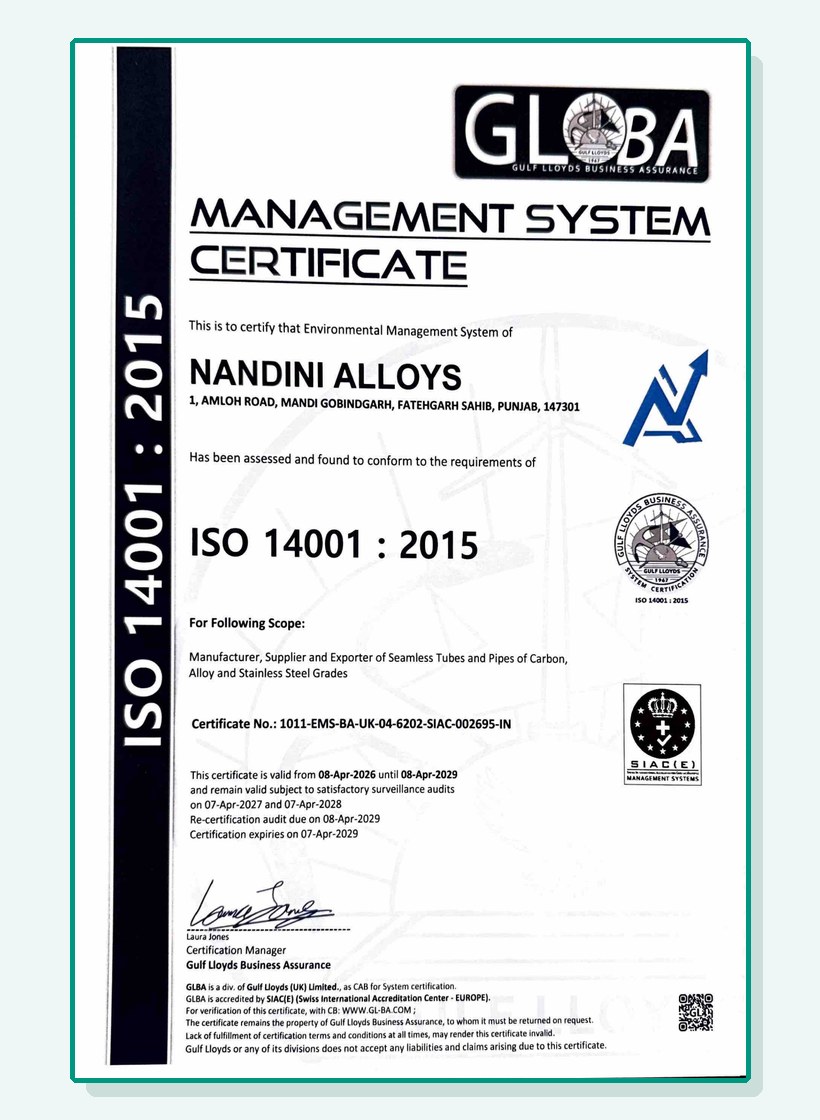ISO 14001 2015 environmental management certificate preview