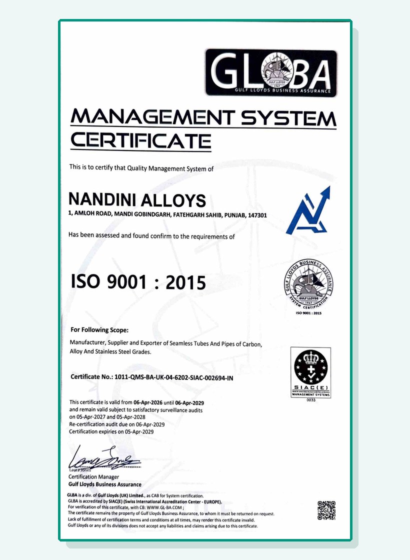 ISO 9001 2015 quality management certificate preview