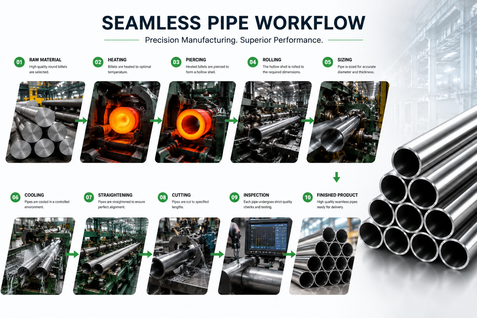 Factory floor illustration for pipe handling